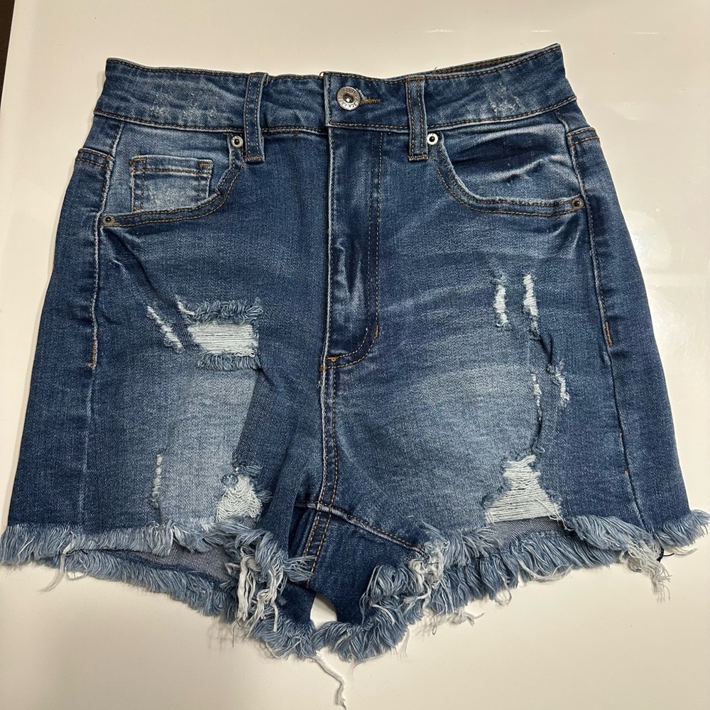 High Rise Denim Distressed Women Shorts